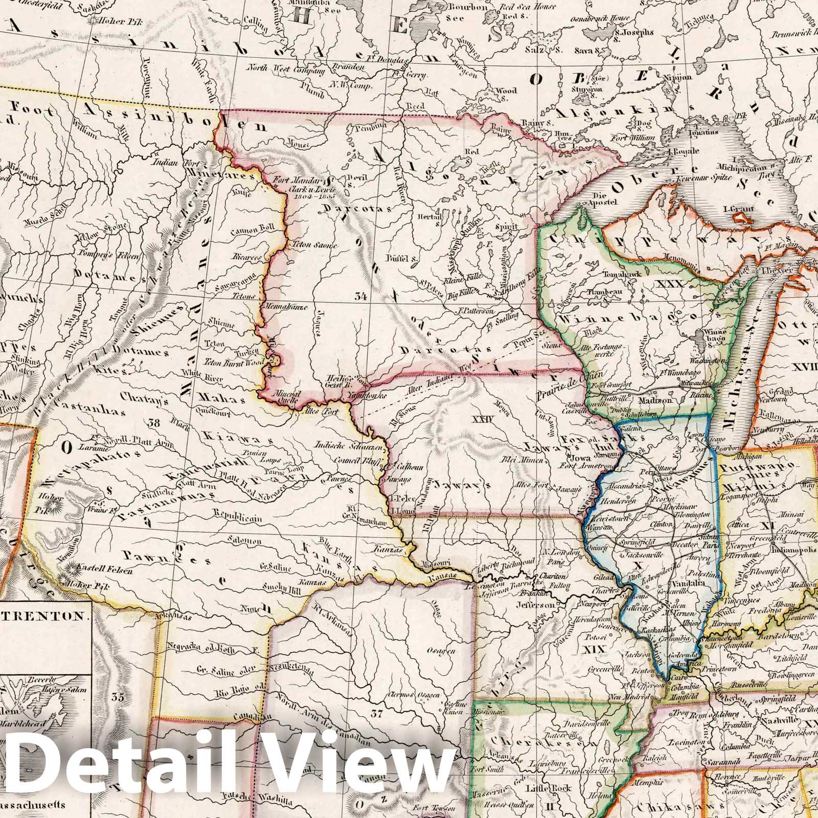 United States with Insets Washington, Boston, New York, Philadelphia, Trenton - Railroad Map, 1854