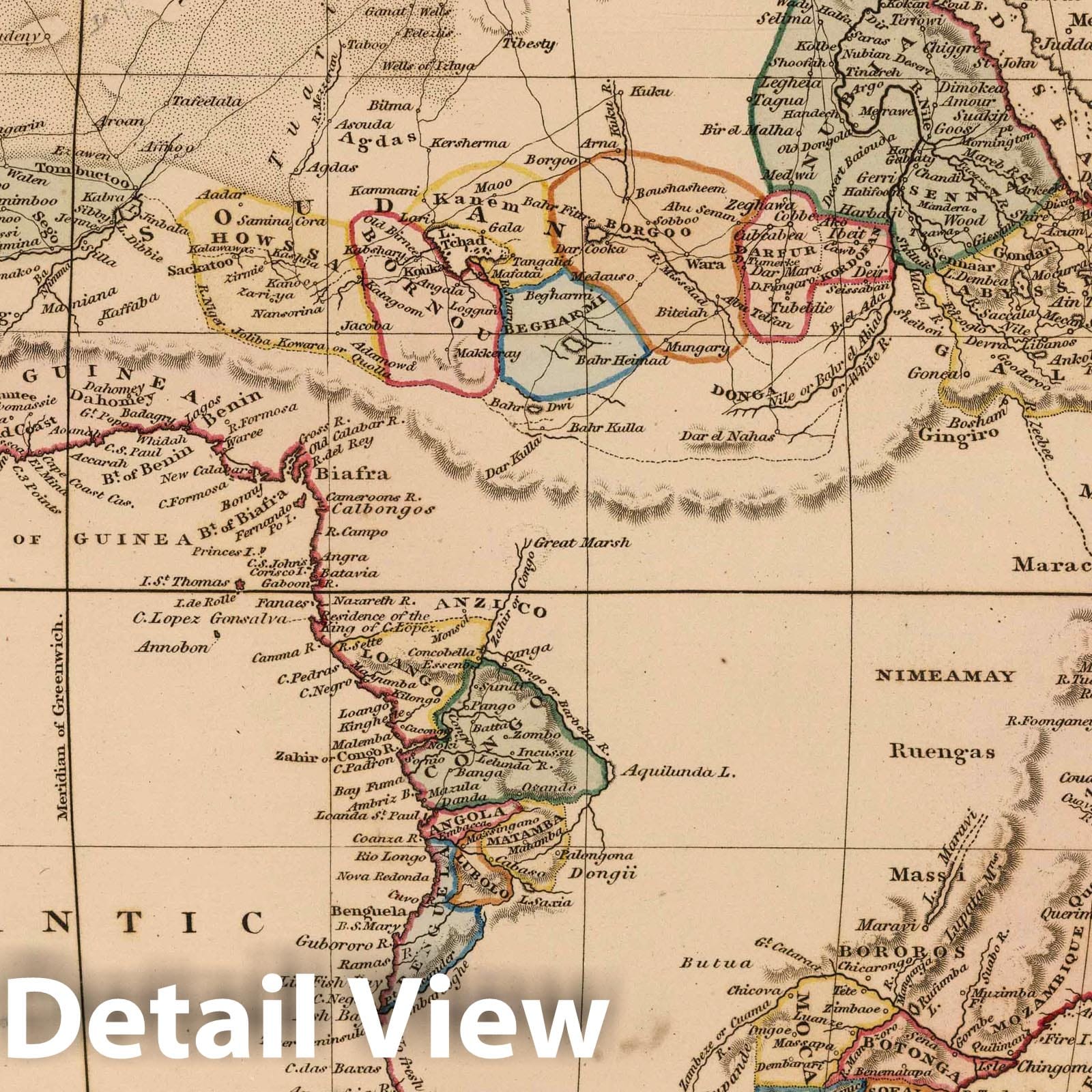 Africa - River Map, 1825 - Historical Map Print