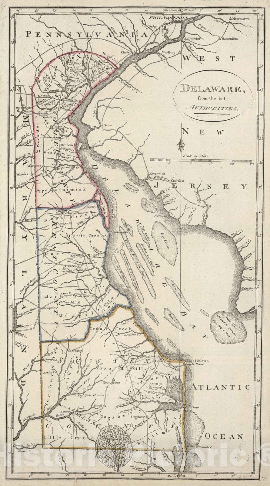 Historic Map : 1818 Delaware. - Vintage Wall Art