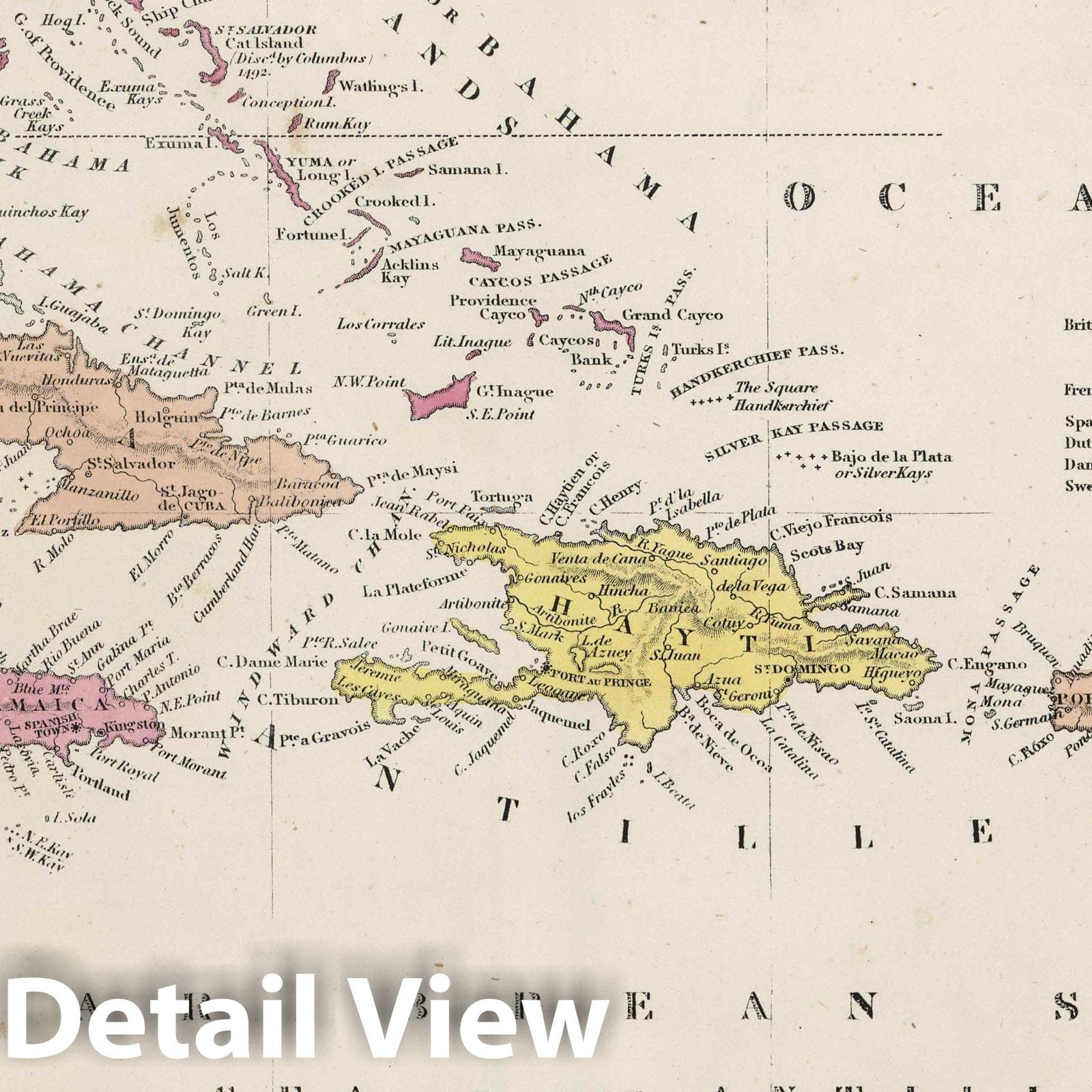 West Indies, 1855 - Historical Map Print from Thomas Cowperthwait Atlas