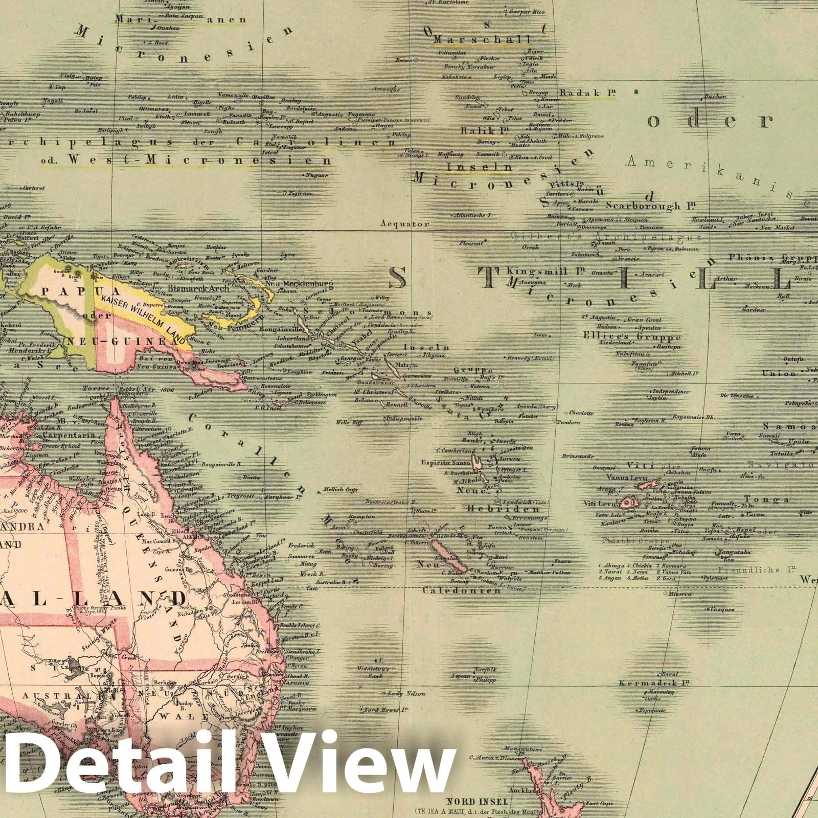 Australia, New Zealand, and Pacific Islands, 1886 - Historical Map Print