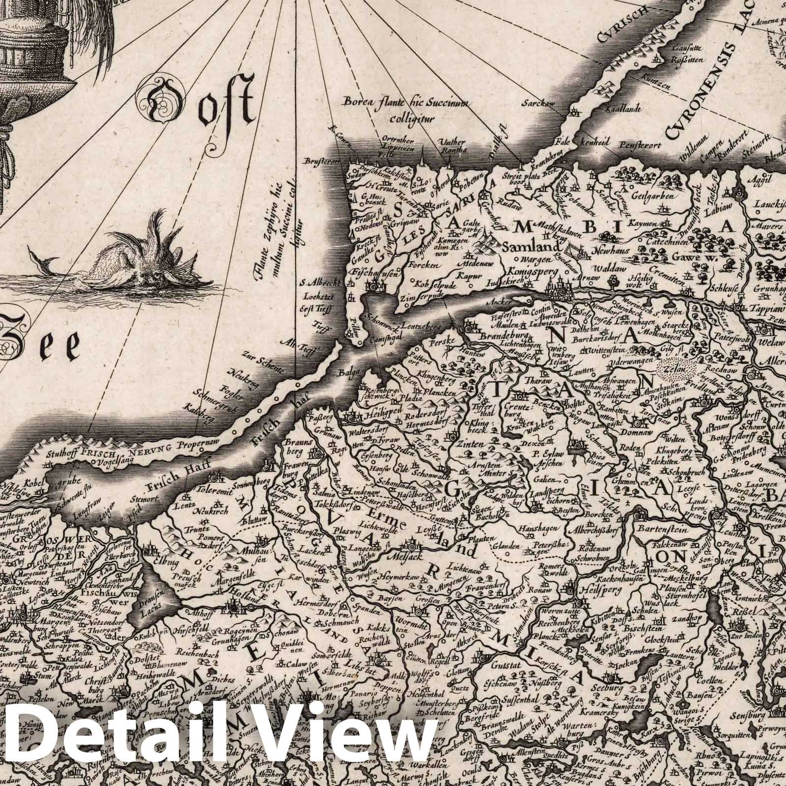 Prussia, 1630 - Historical Map Print from Blaeu's Atlantis Appendix