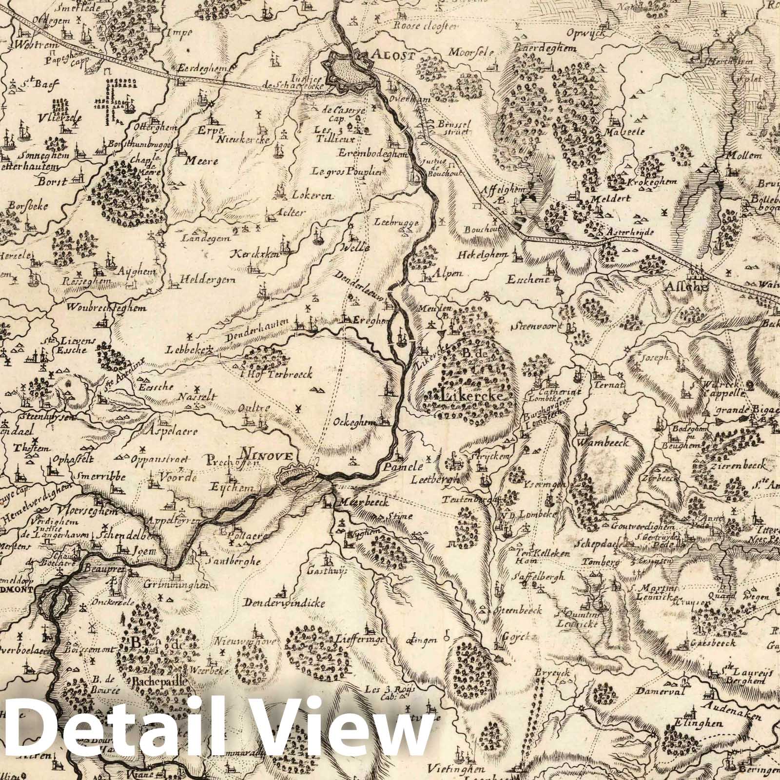 Brussels and Surroundings - 1706 Historical Map Print