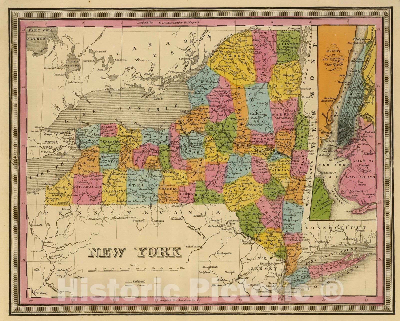 Historic Map : 1845 New York. - Vintage Wall Art