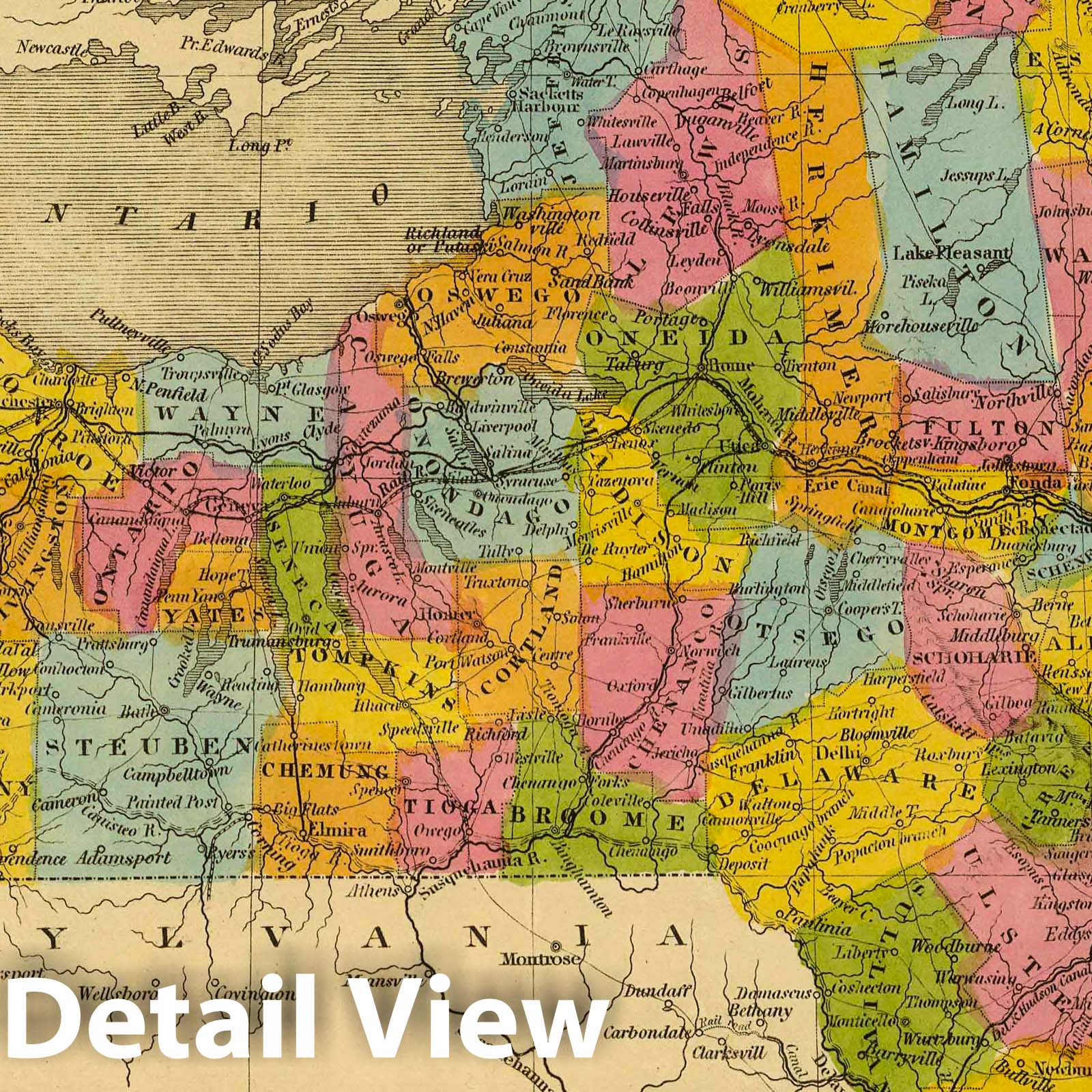 New York with Vicinity of the City of New York, 1845 - Historical Map Print