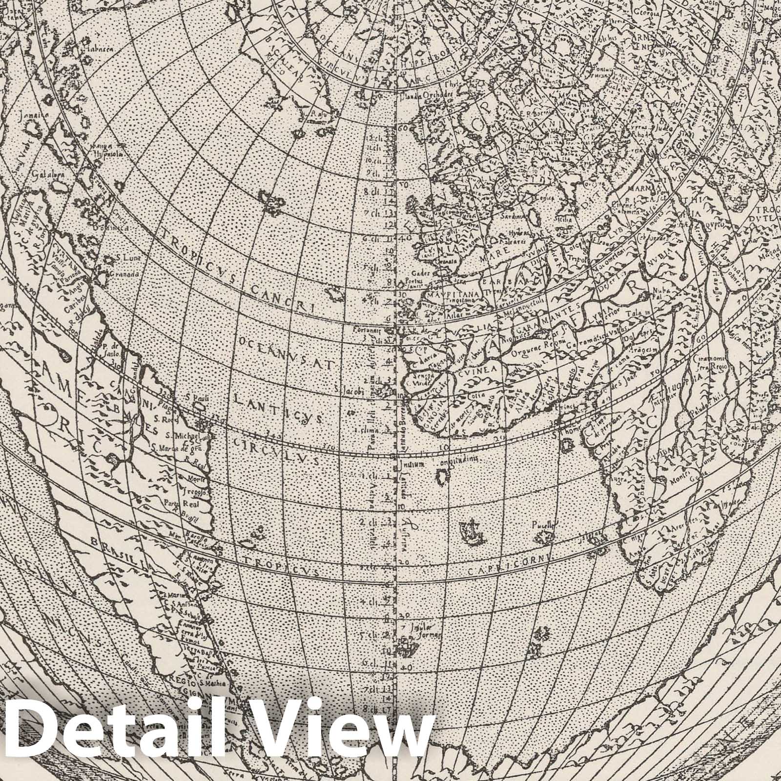 Historic Map - National Atlas - 1566 Facsimile: World by Finaeus. - Vintage Wall Art