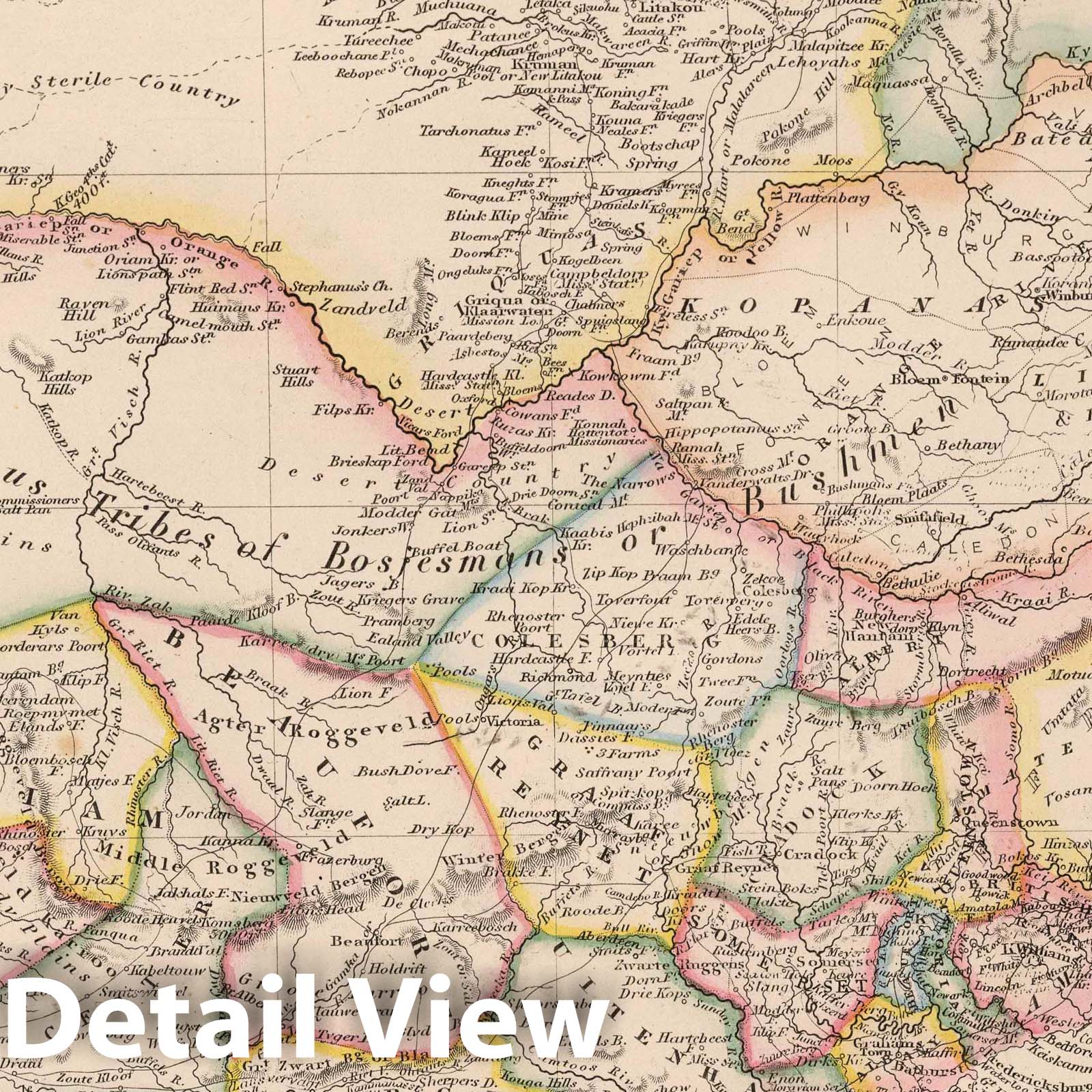 South Africa - Railroad Map, 1864 - Historical Map Print