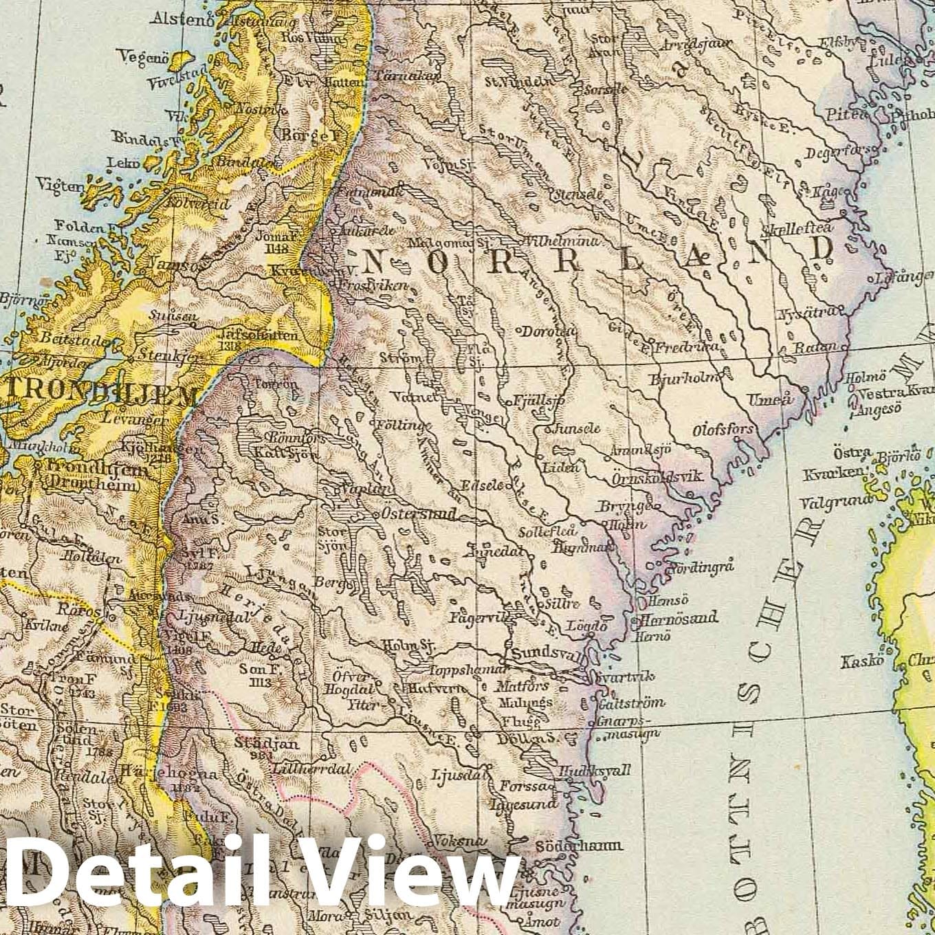 Sweden and Norway - Railroad Map, 1881 - Historical Map Print