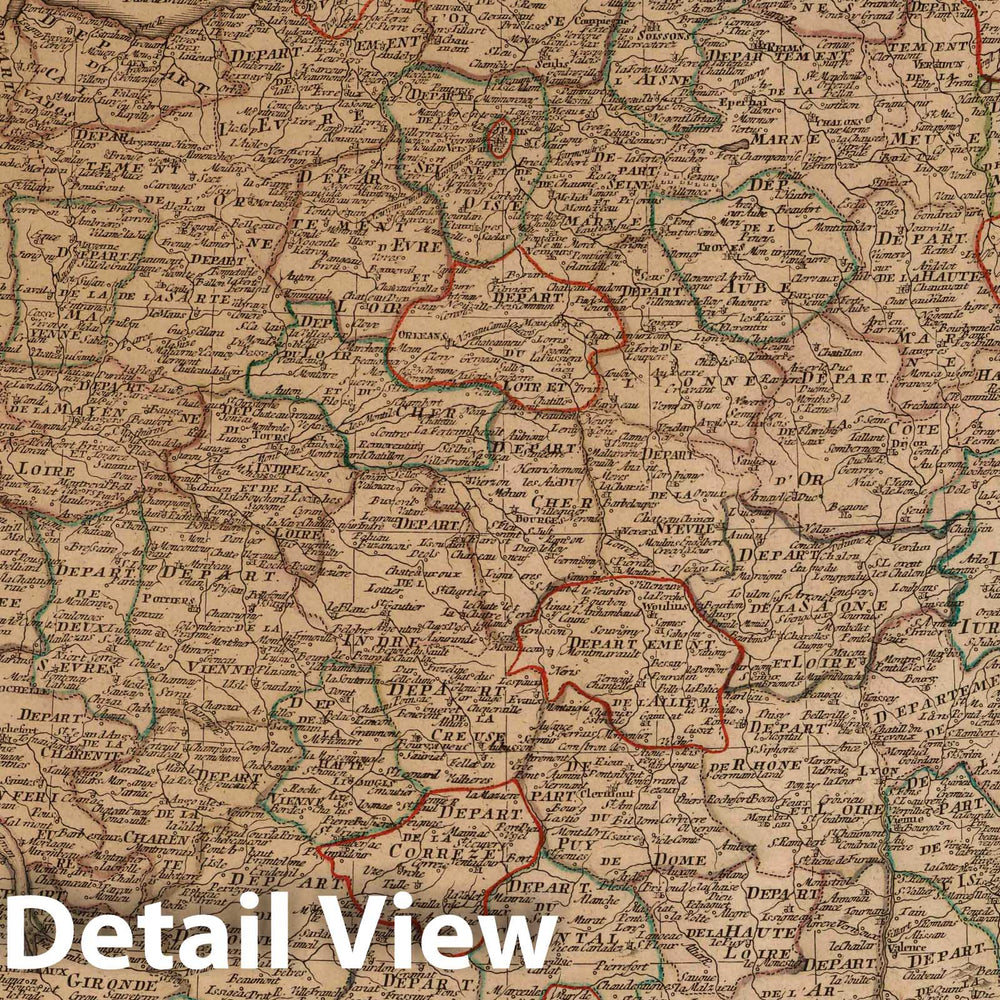 Historic Map : France, 1791 Tres nouvelle Carte de la France divisee en toutes ses Departements. , Vintage Wall Art