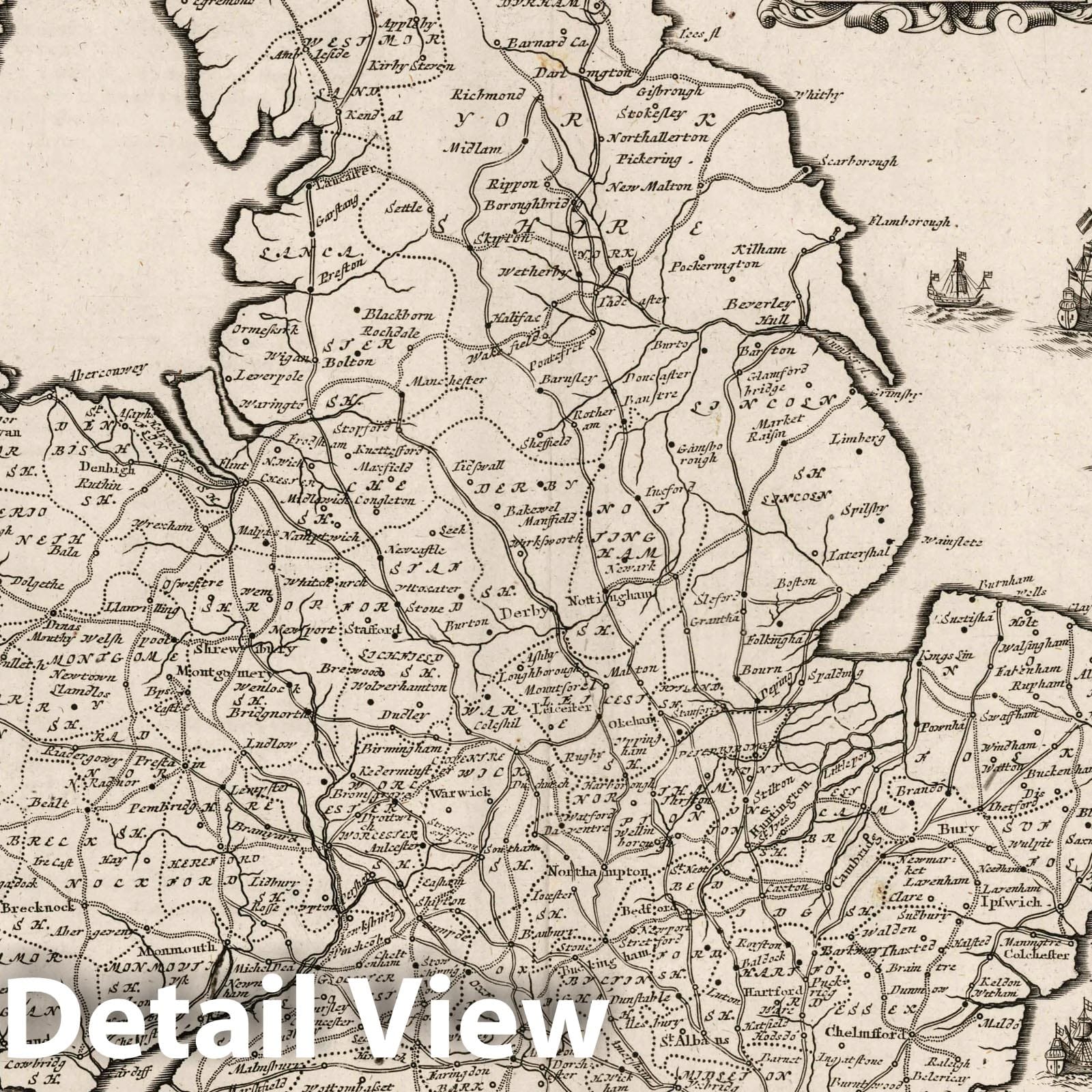 England and Wales - Roads, 1675 - Ogilby Britannia Atlas Map Print