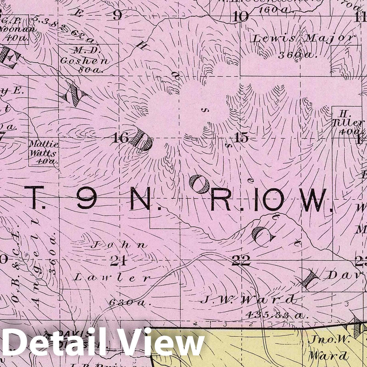 Township 9 North, Range 10 West, Sonoma County, California 1898 Map Print