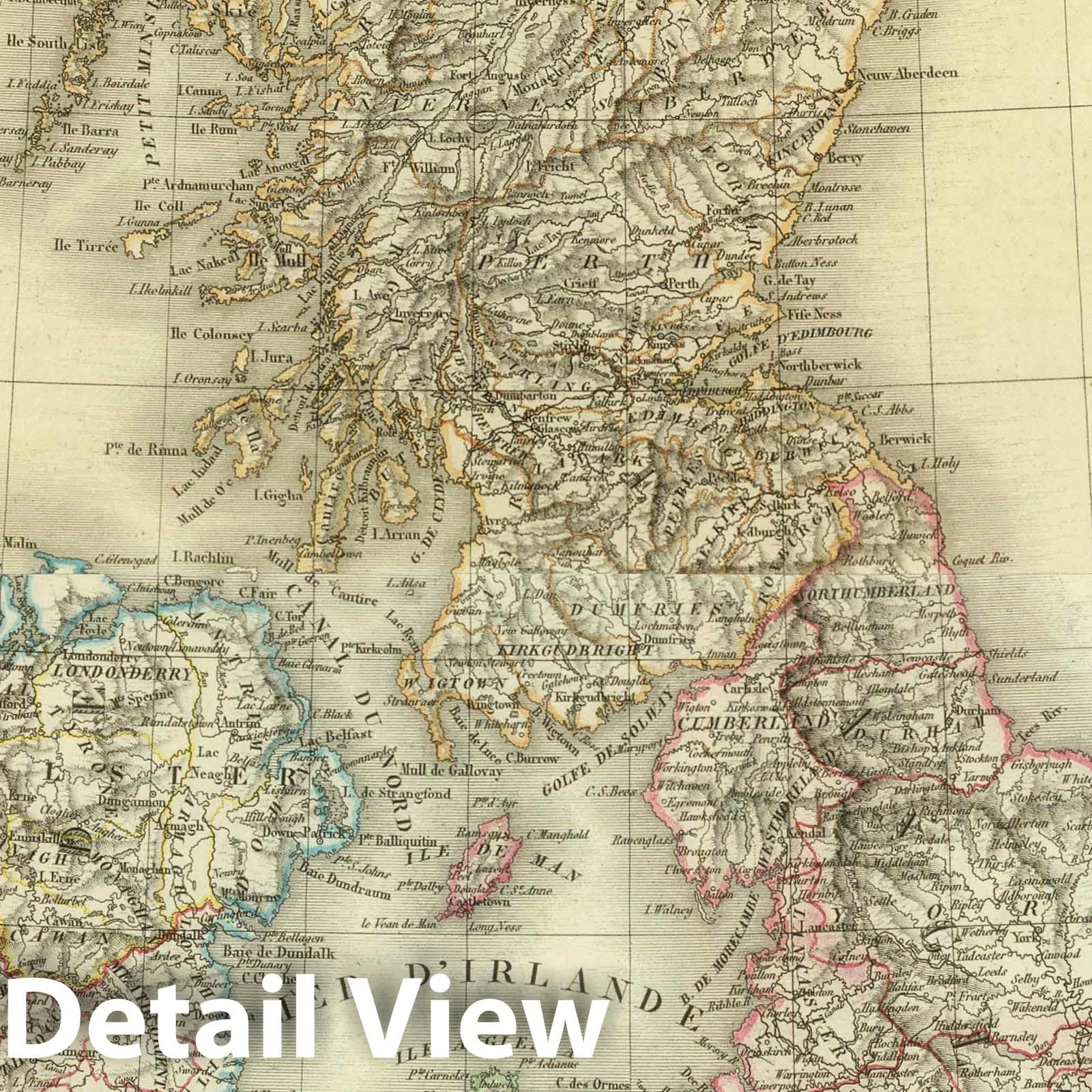 Ireland, Scotland, and England 1824 - Historical Map Print