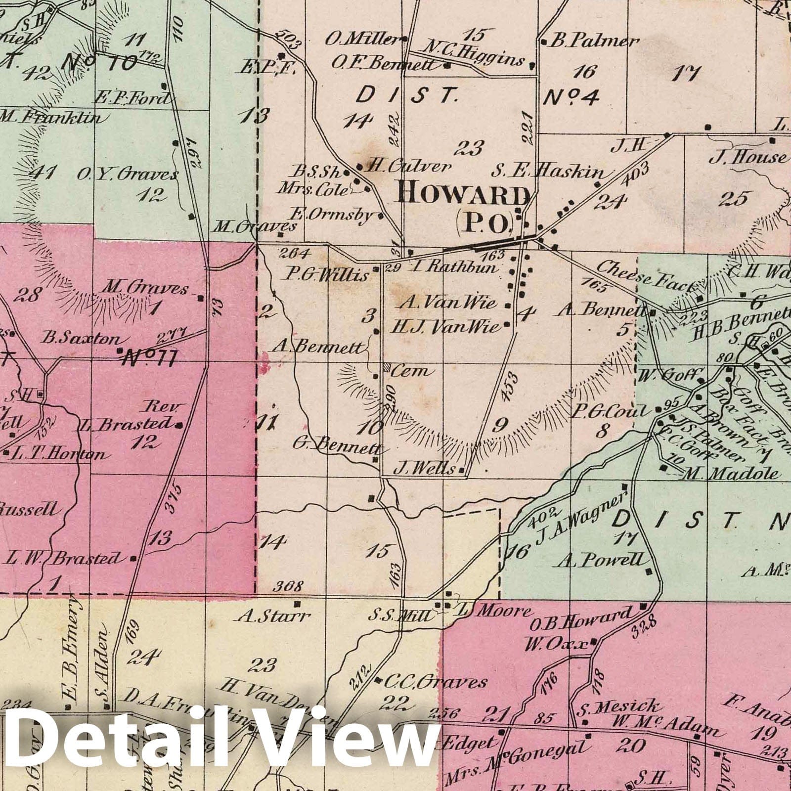 Howard Township, Steuben County, New York 1873 Historical Map Print