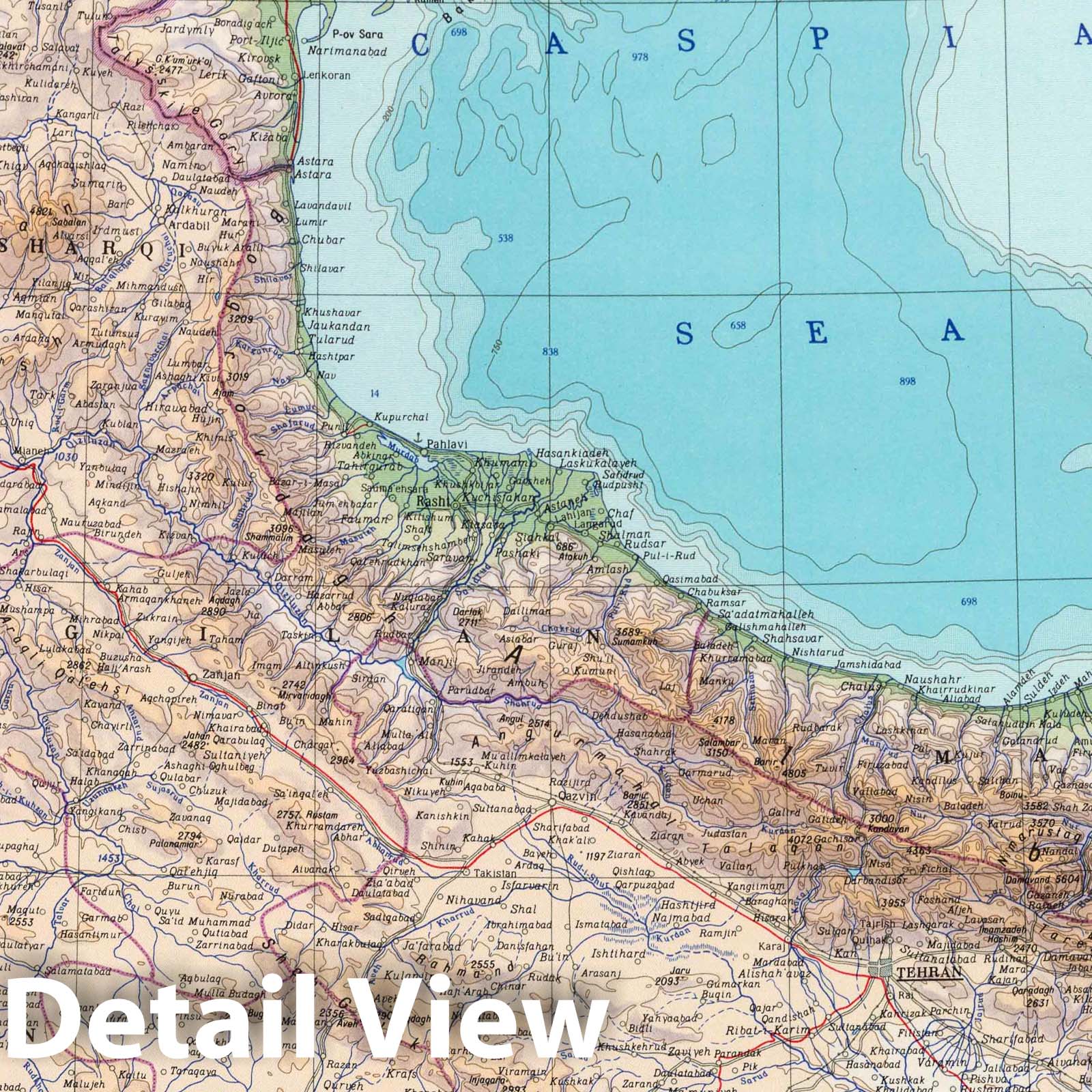 Iran, North-west and North - Tehran, 1967 - Historical Map Print