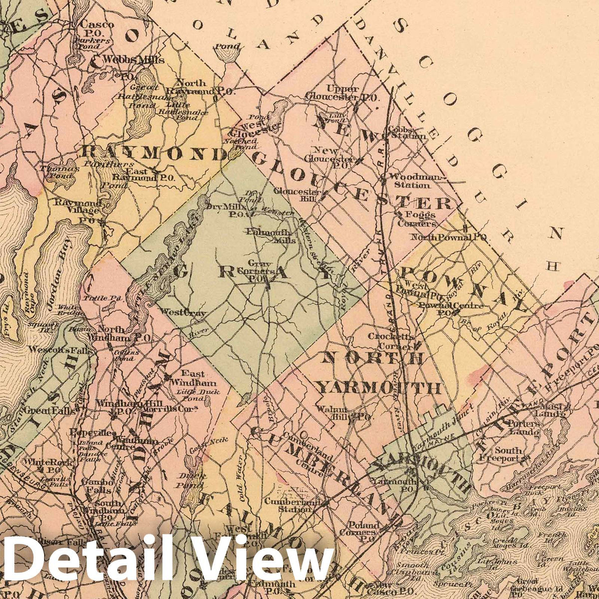 Cumberland County Maine - Property Map, 1871 - Historical Map Print
