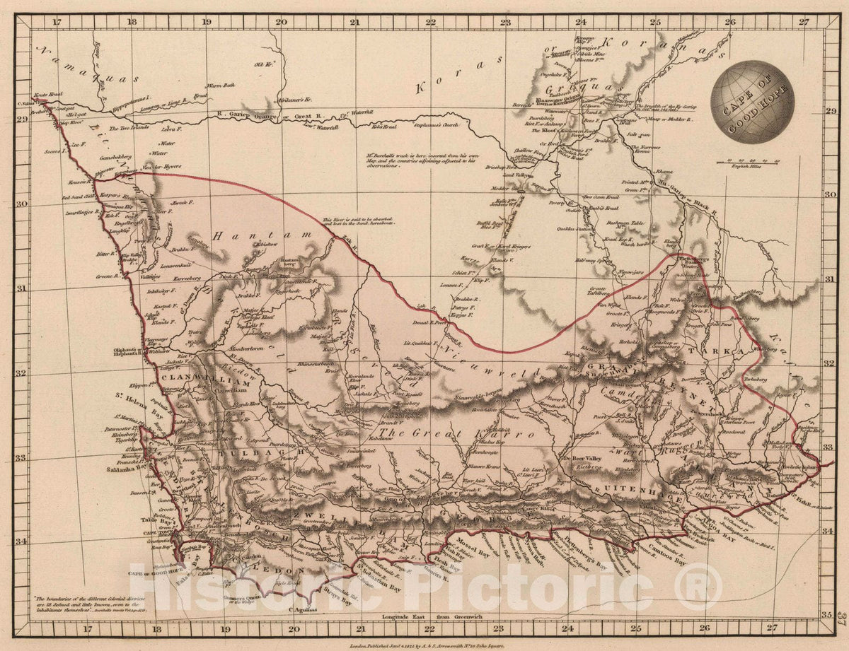Historic Map : 1825 Cape of Good Hope - Vintage Wall Art