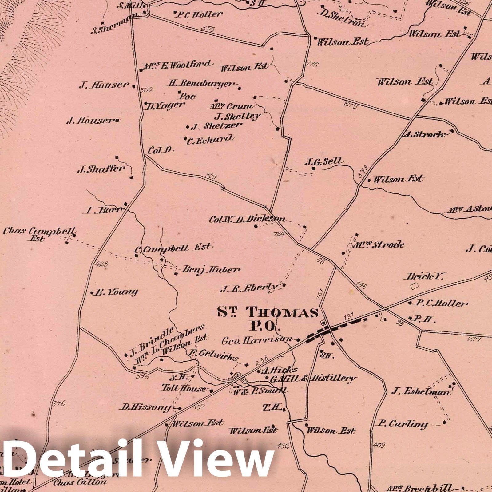 St. Thomas and Mt. Hope, Franklin County, Pennsylvania - Property Map, 1868