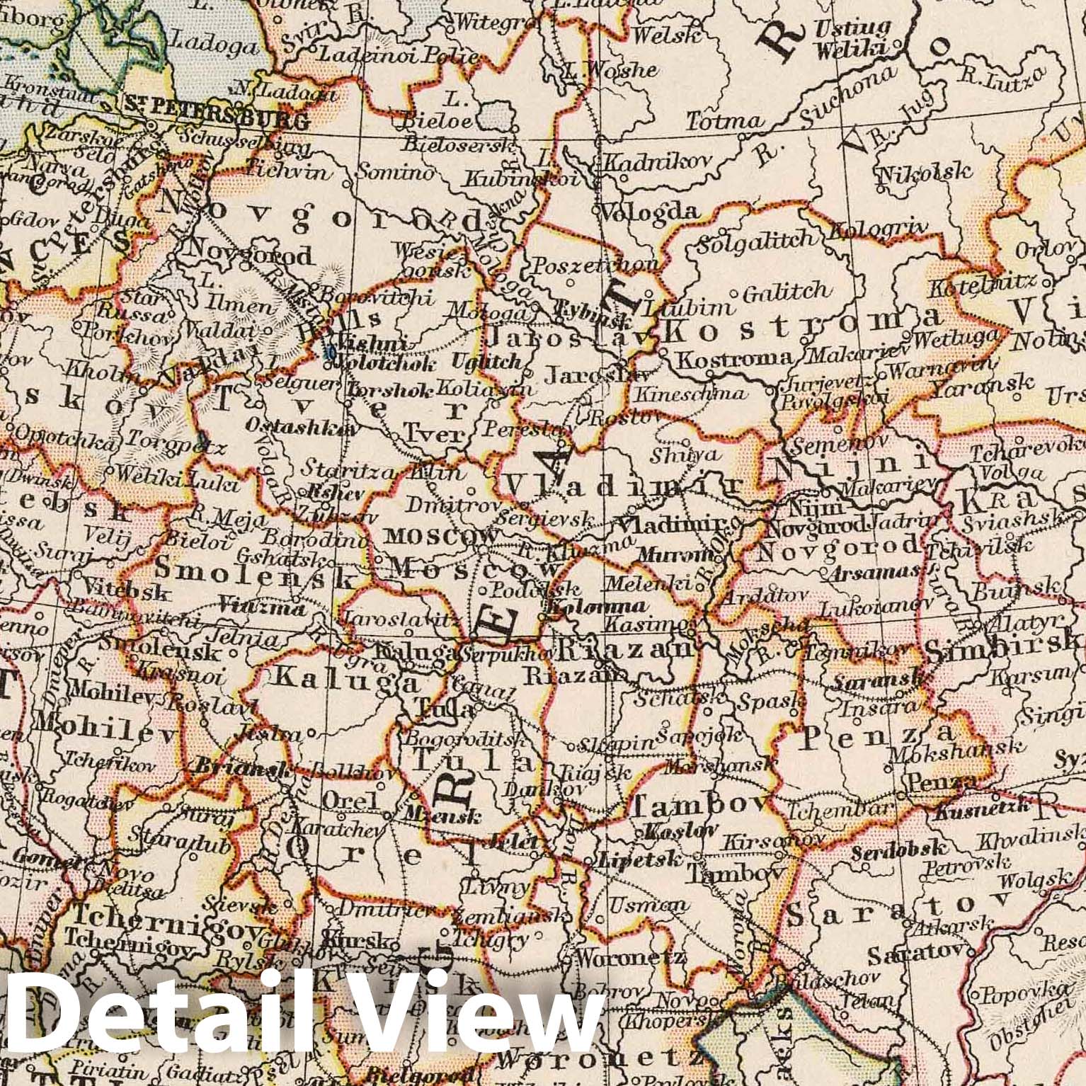 European Russia - Physical Map, 1906 - Historical Map Print