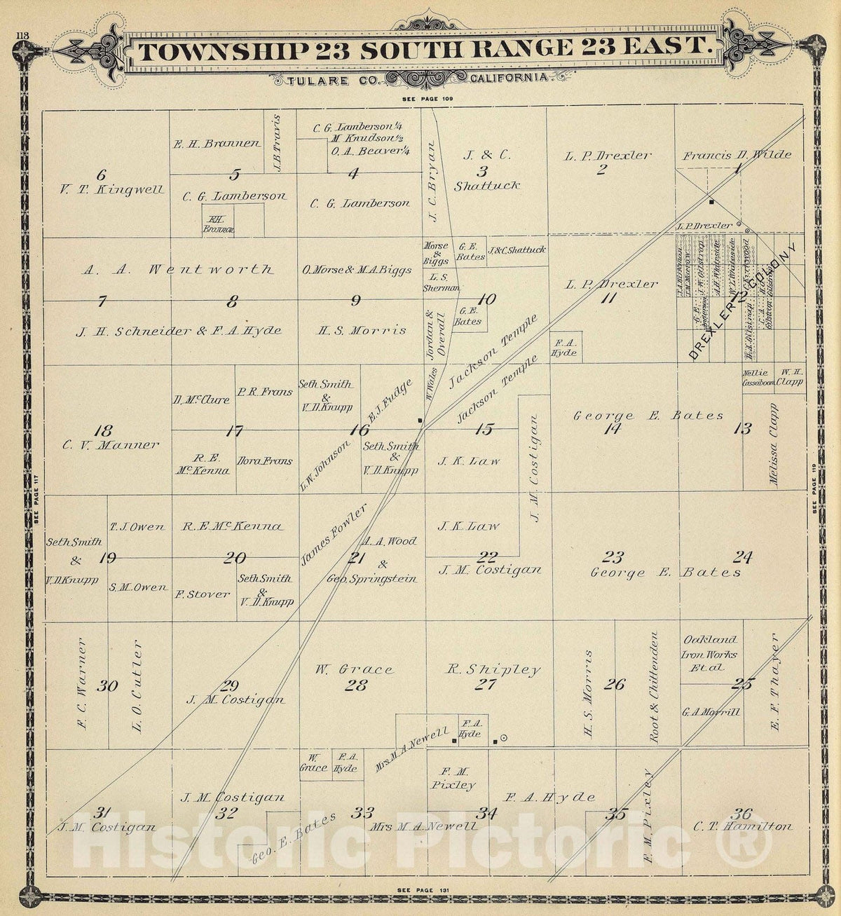 Historic Map : 1892 T.23S R.23E. - Vintage Wall Art