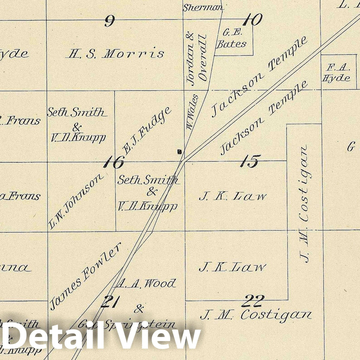 Township 23 South - Survey Map, 1892 - Tulare County California Historical Map Print