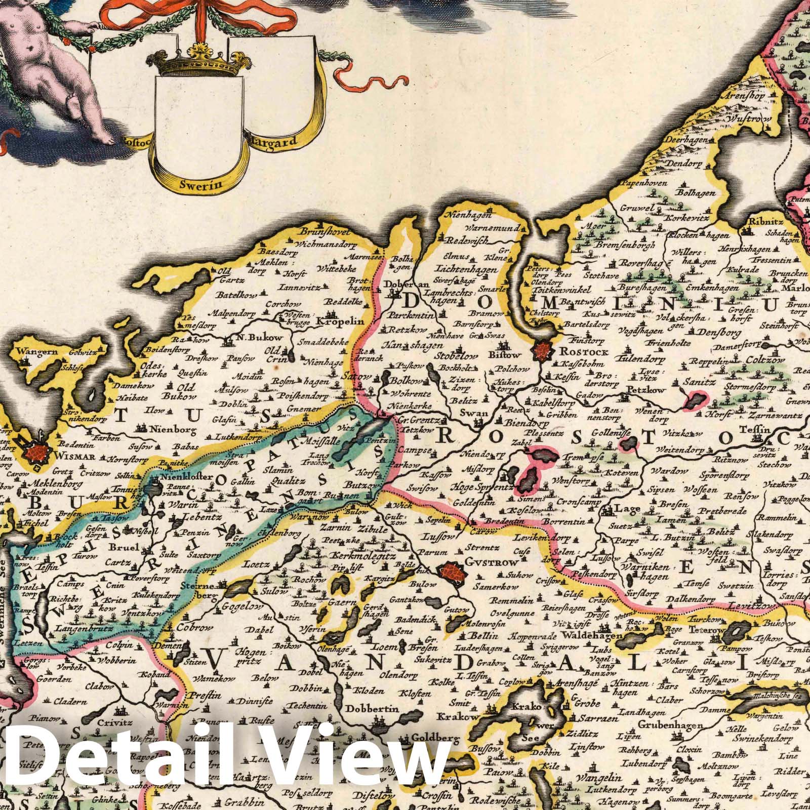 Mecklenburg, 1682 - Hand-Colored Historical Map Print