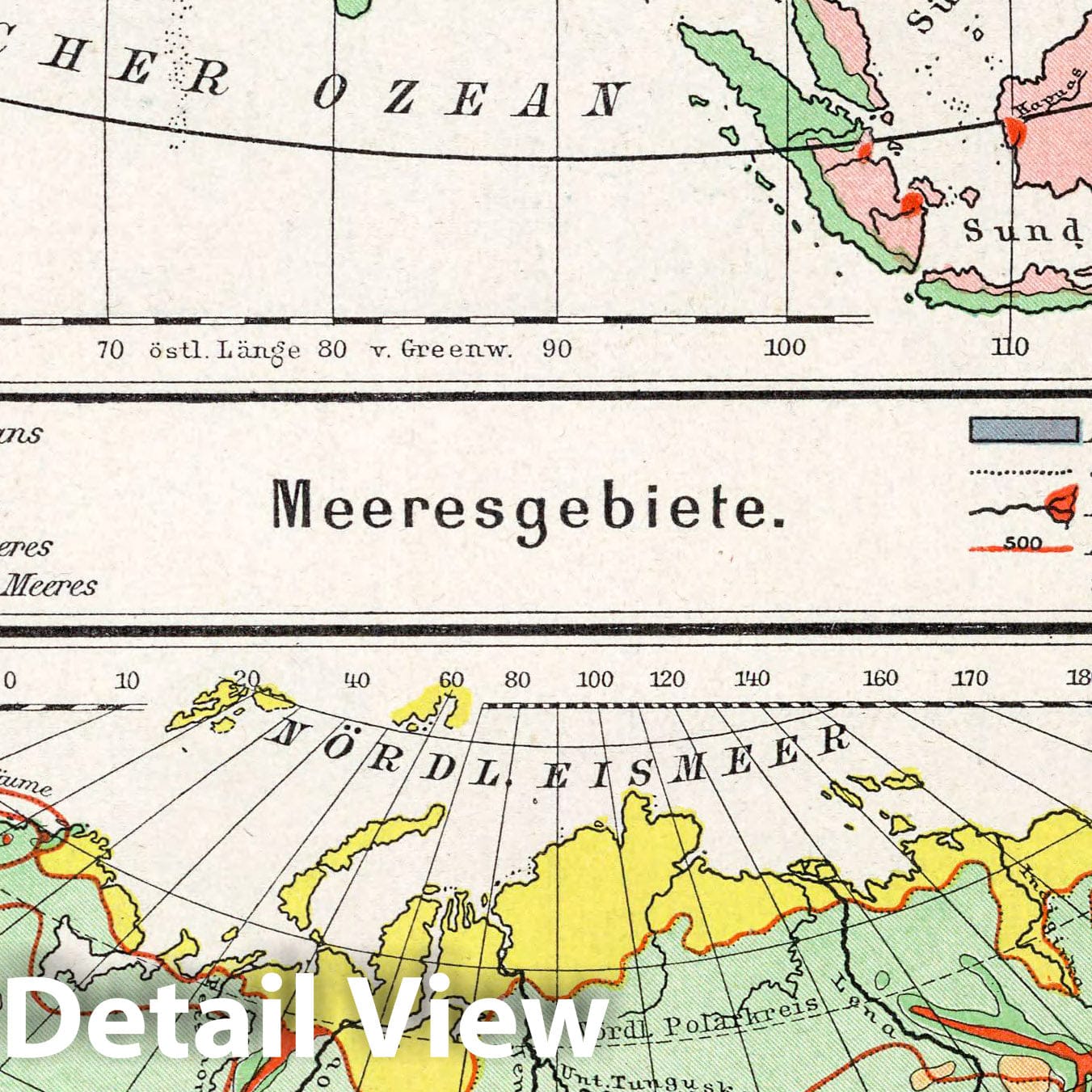 Asia, 1896 - Historical Map Print from Diercke Schul-Atlas