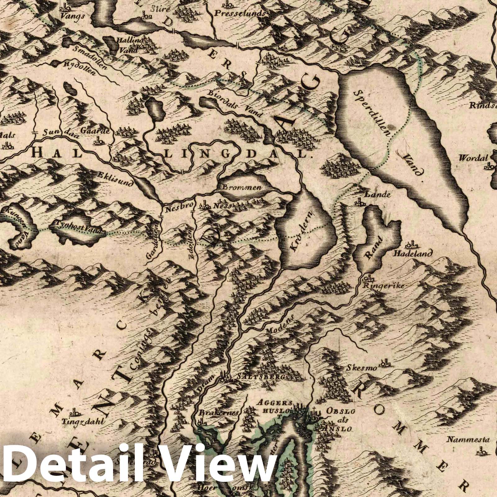 Aggerhus, Norway 1703 - Historical Map Print