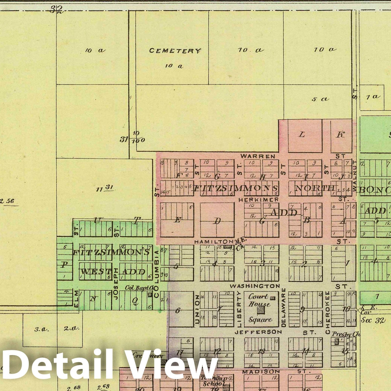 Oskaloosa, Lea Walk, and Bonanza, Cherokee County, Kansas - 1887 Historical Map Print