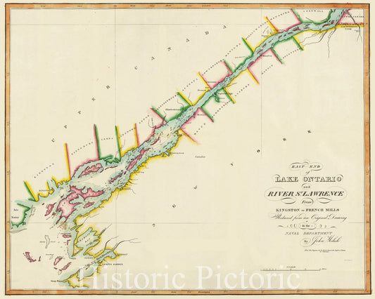 East End of Lake Ontario and River St. Lawrence, Kingston to French Mills - Nautical Chart, 1815