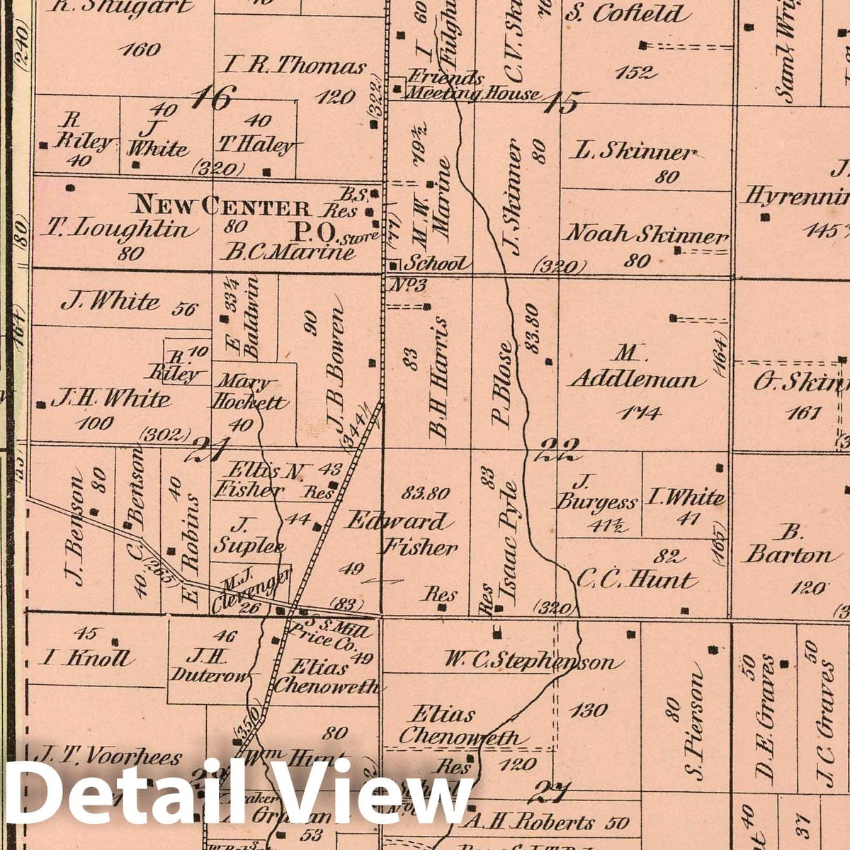 Franklin Township and Williamsburgh, Wayne County, Indiana - 1874 Property Map