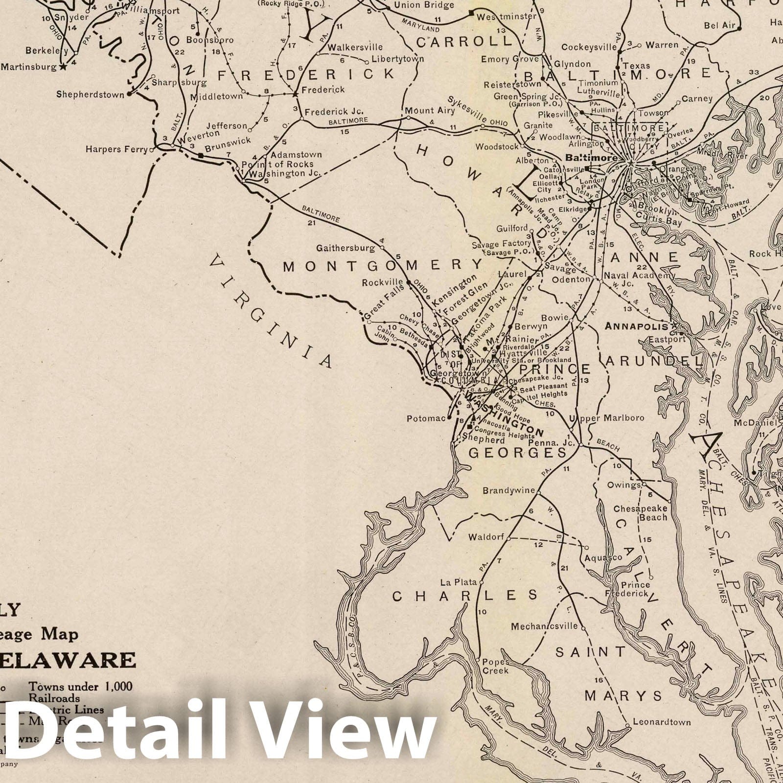 Maryland and Delaware - Railroad Map, 1924 - Rand McNally Commercial Atlas