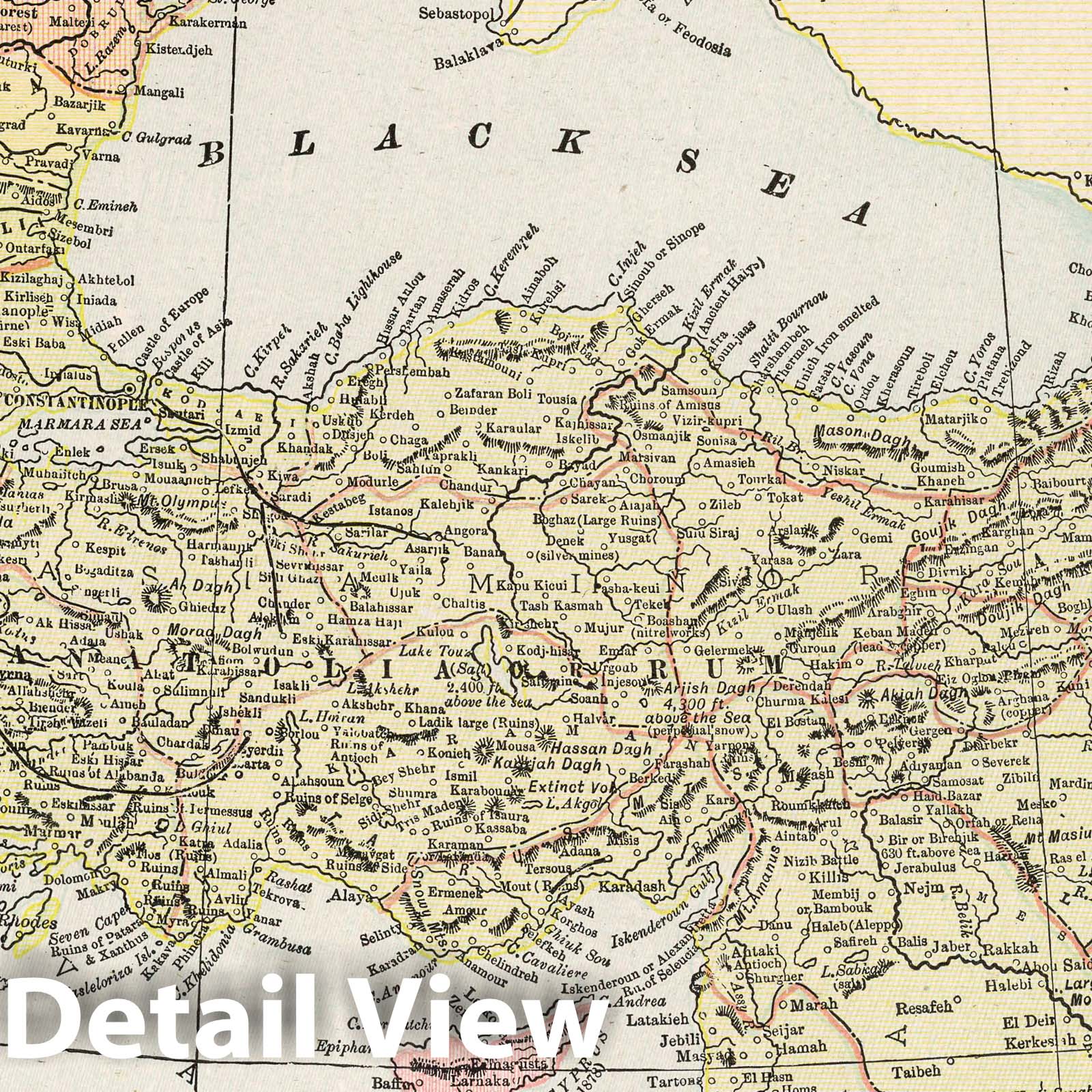 Turkish Empire in Europe and Asia, Greece, Romania - Railroad Map, 1901