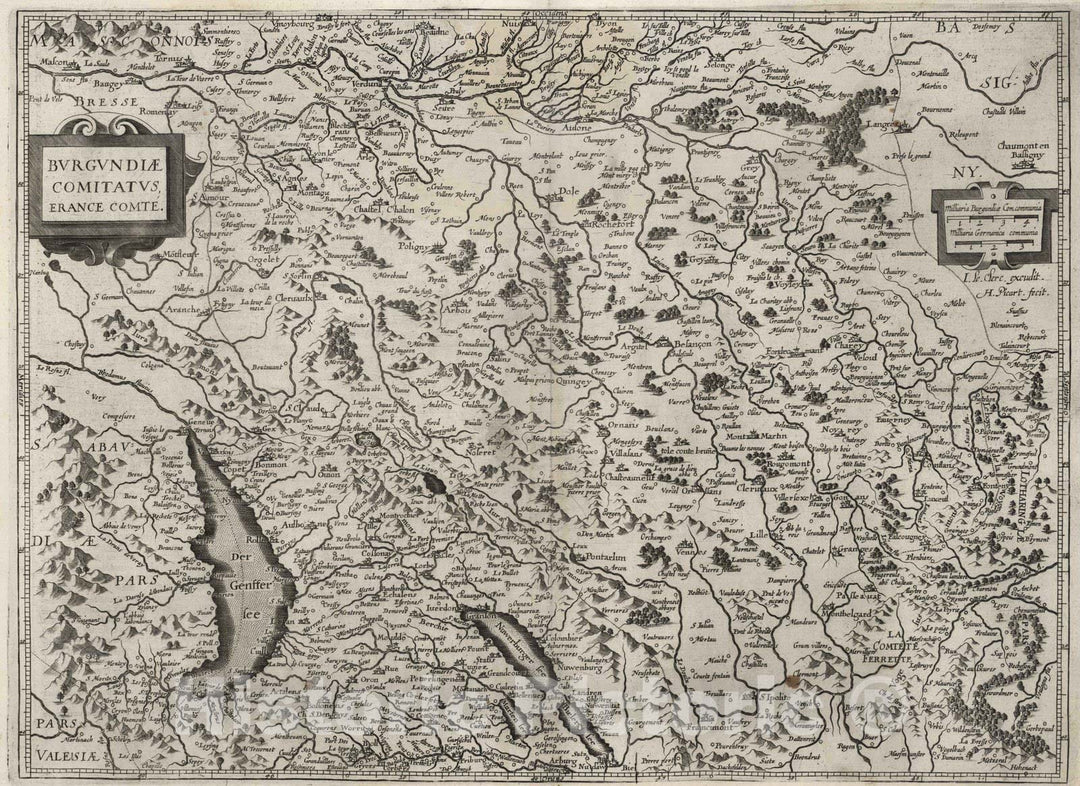 Historic Map : Arbois , France 1632 Burgundia Comitatus Erance Comte. , Vintage Wall Art