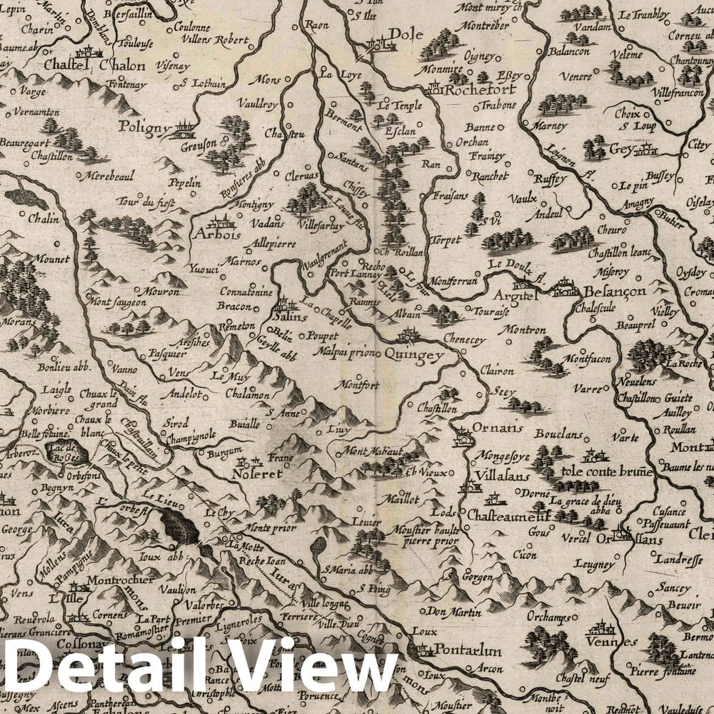 Historic Map : Arbois , France 1632 Burgundia Comitatus Erance Comte. , Vintage Wall Art