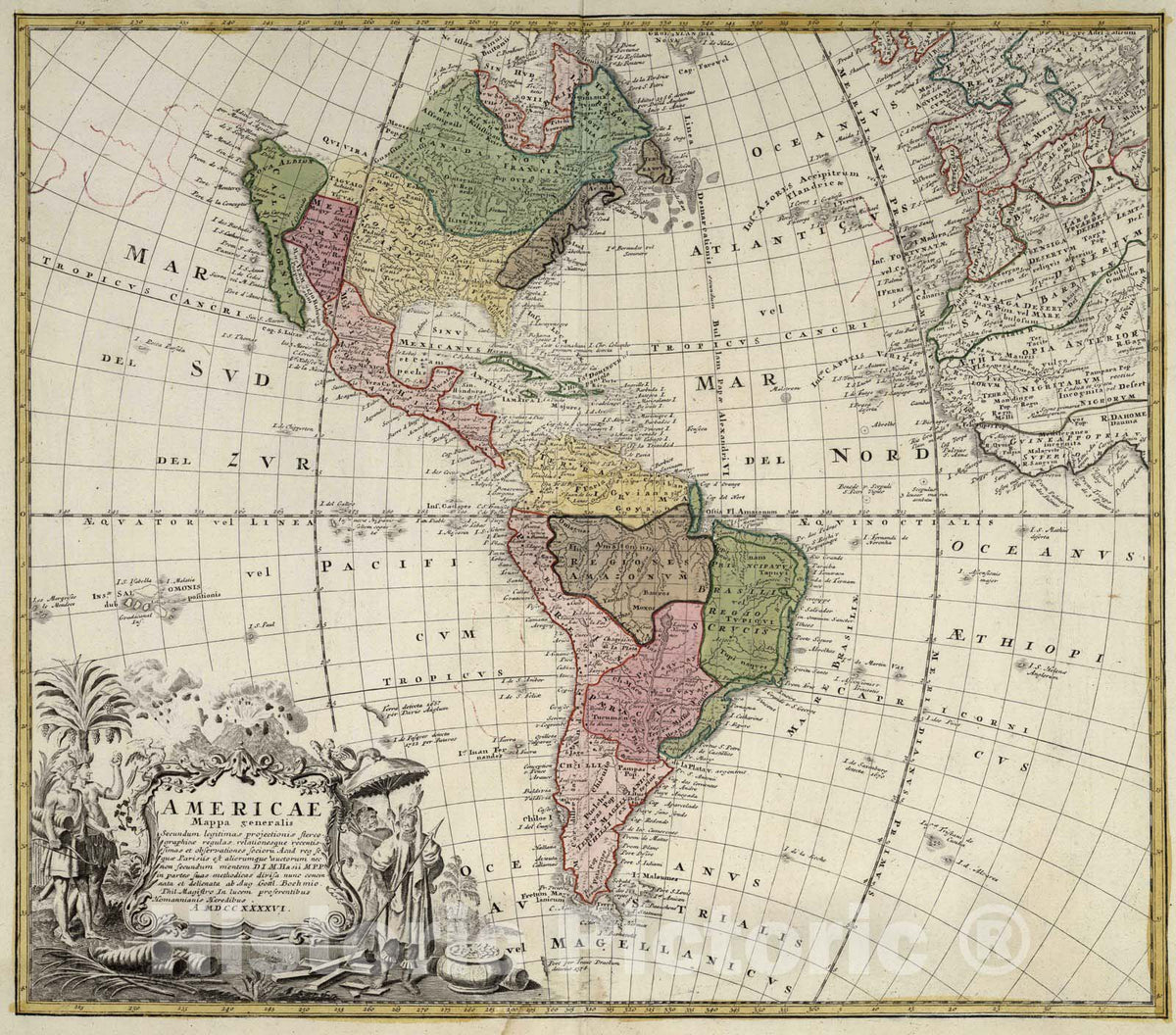 Historic Map : 1746 Americae. - Vintage Wall Art