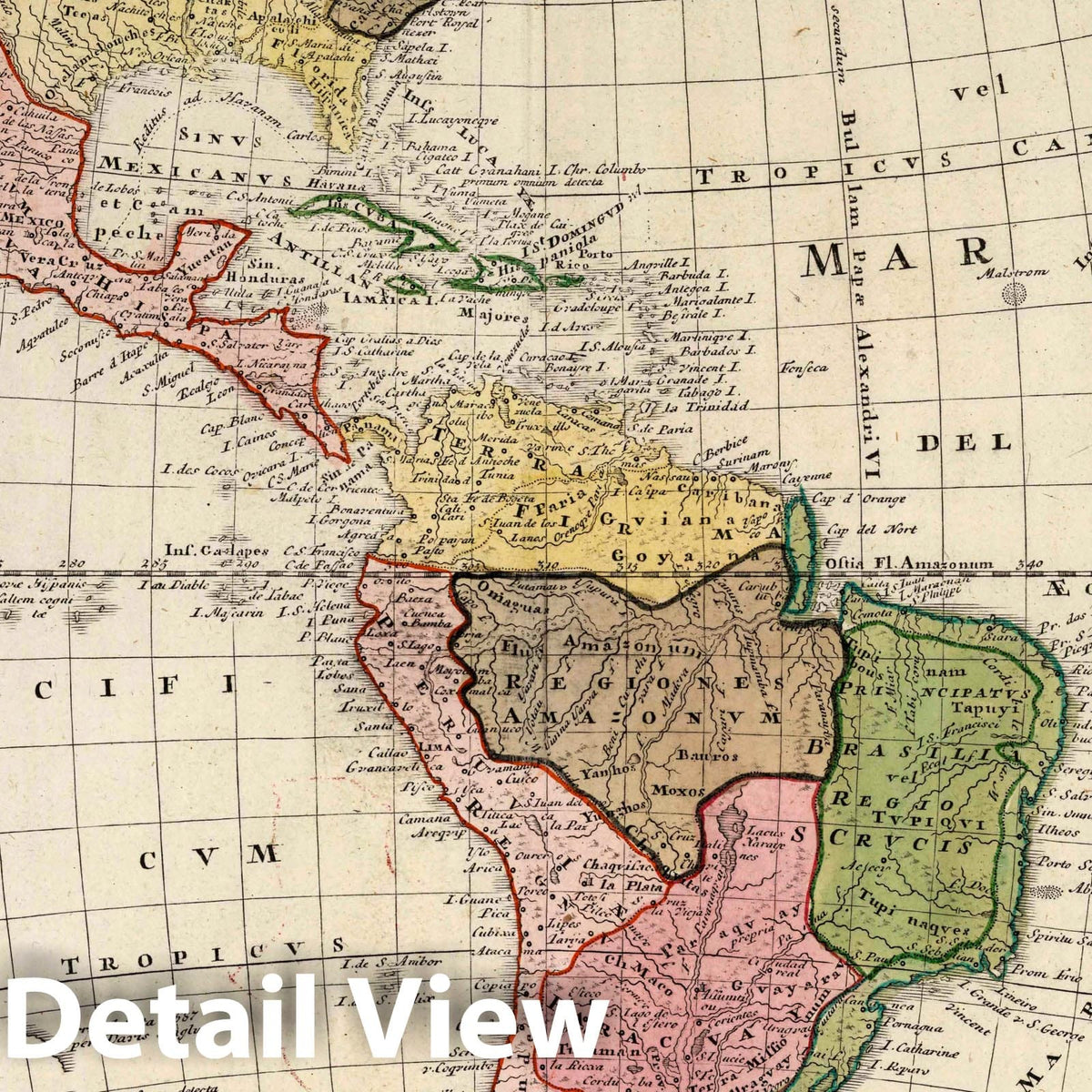 Americas, 1746 - Historical Map Print from Homann's Atlas Scholasticus