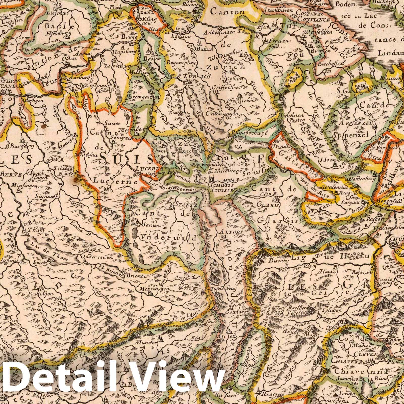 Switzerland, 1667 - Historical Map Print from Sanson's Atlas