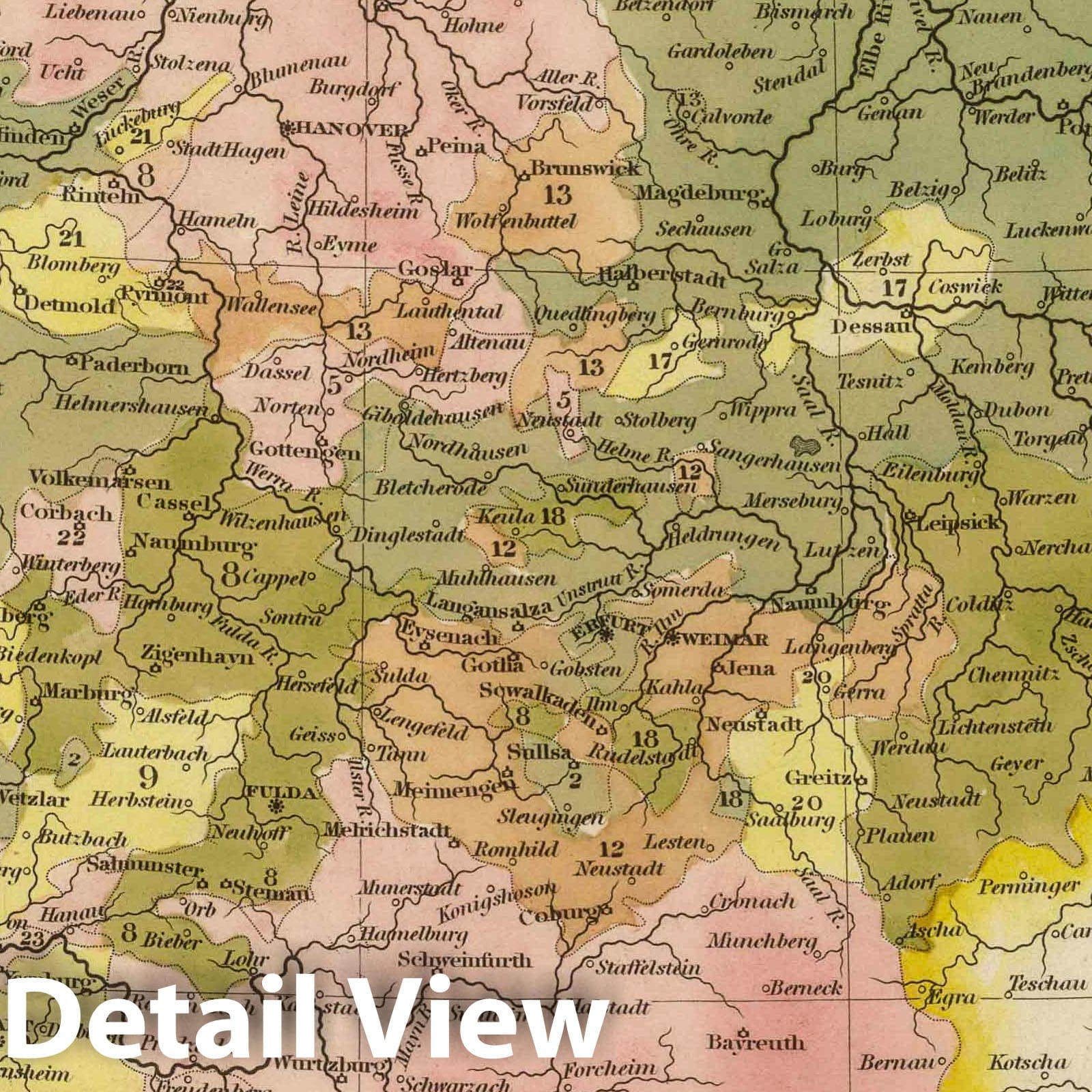 Germany, 1845 - Historical Map Print from Tanner's Universal Atlas