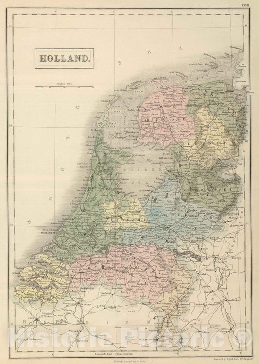 Historic Map : 1854 Holland : Vintage Wall Art