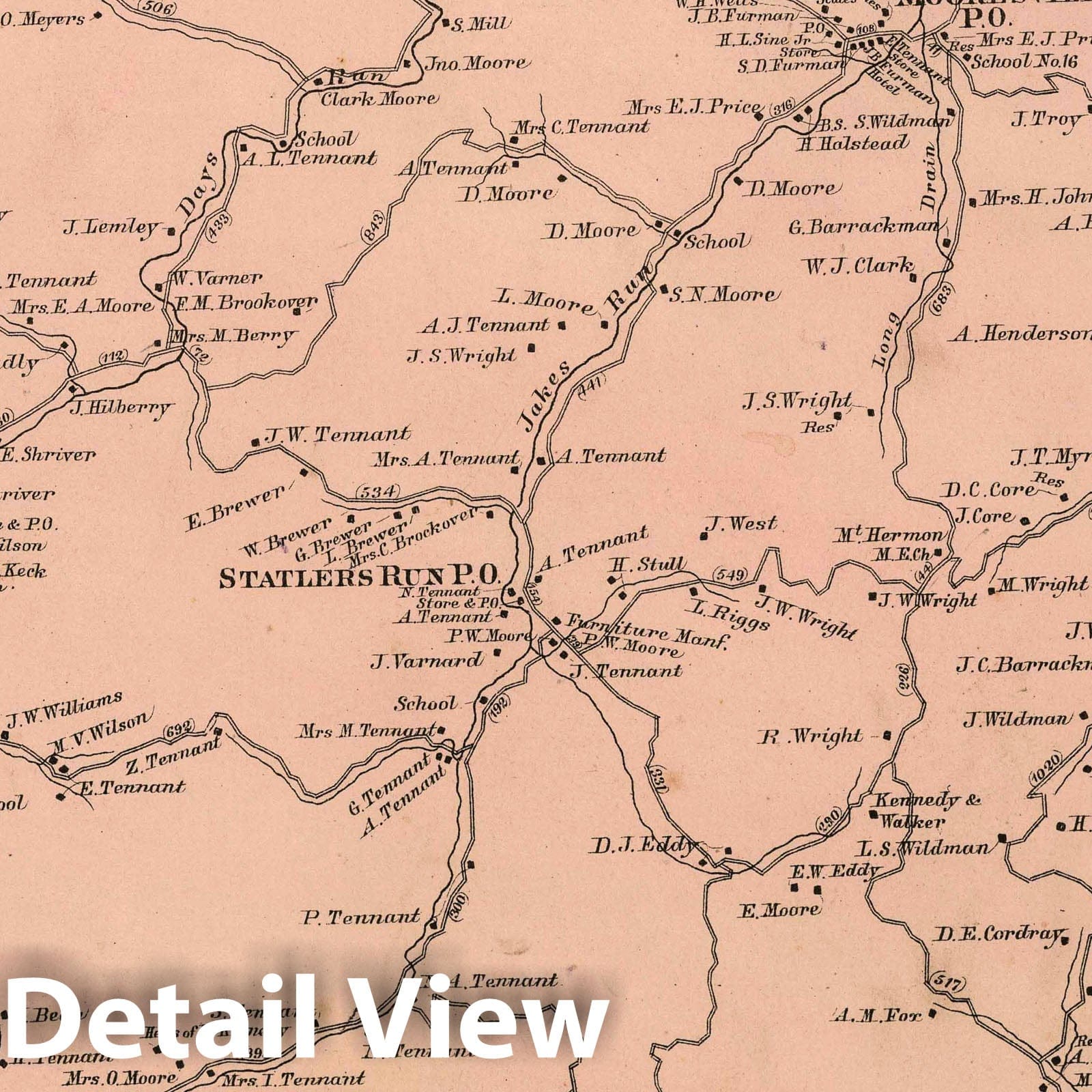 Clay Magisterial Dist., Monongalia Co - Property Map, 1886 - Historical Map Print