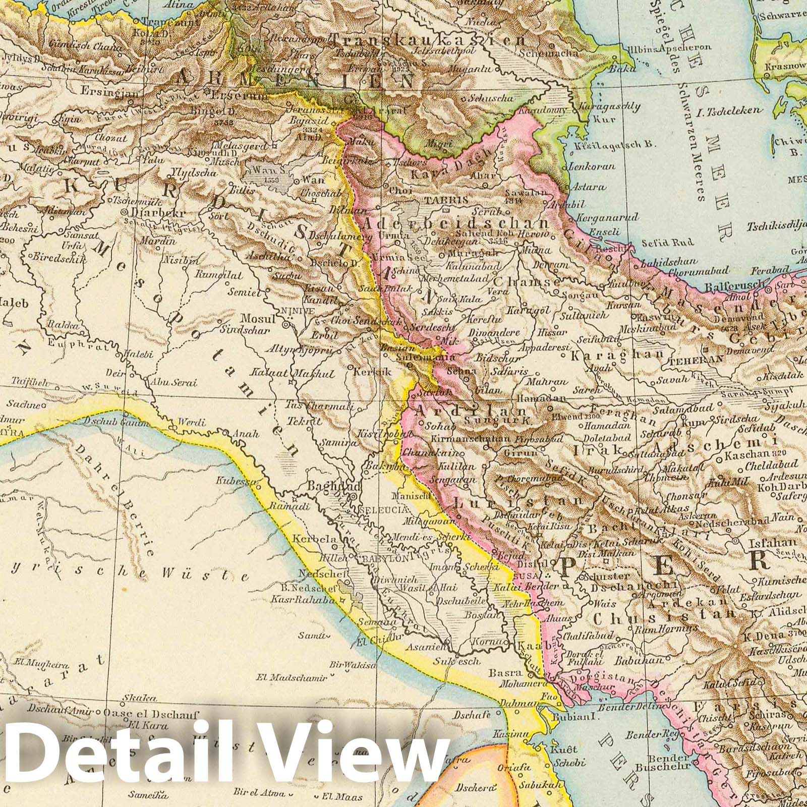 Western Asia and Persia - Railroad Map, 1881 - Historical Map Print