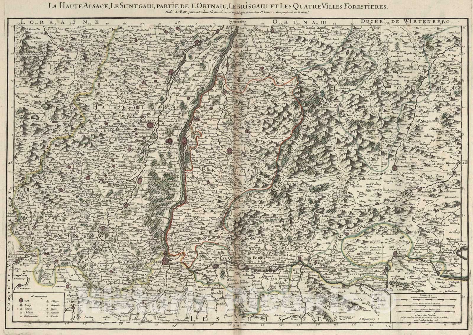 Historic Map : 1704 L'Alsace (southern sheet). - Vintage Wall Art
