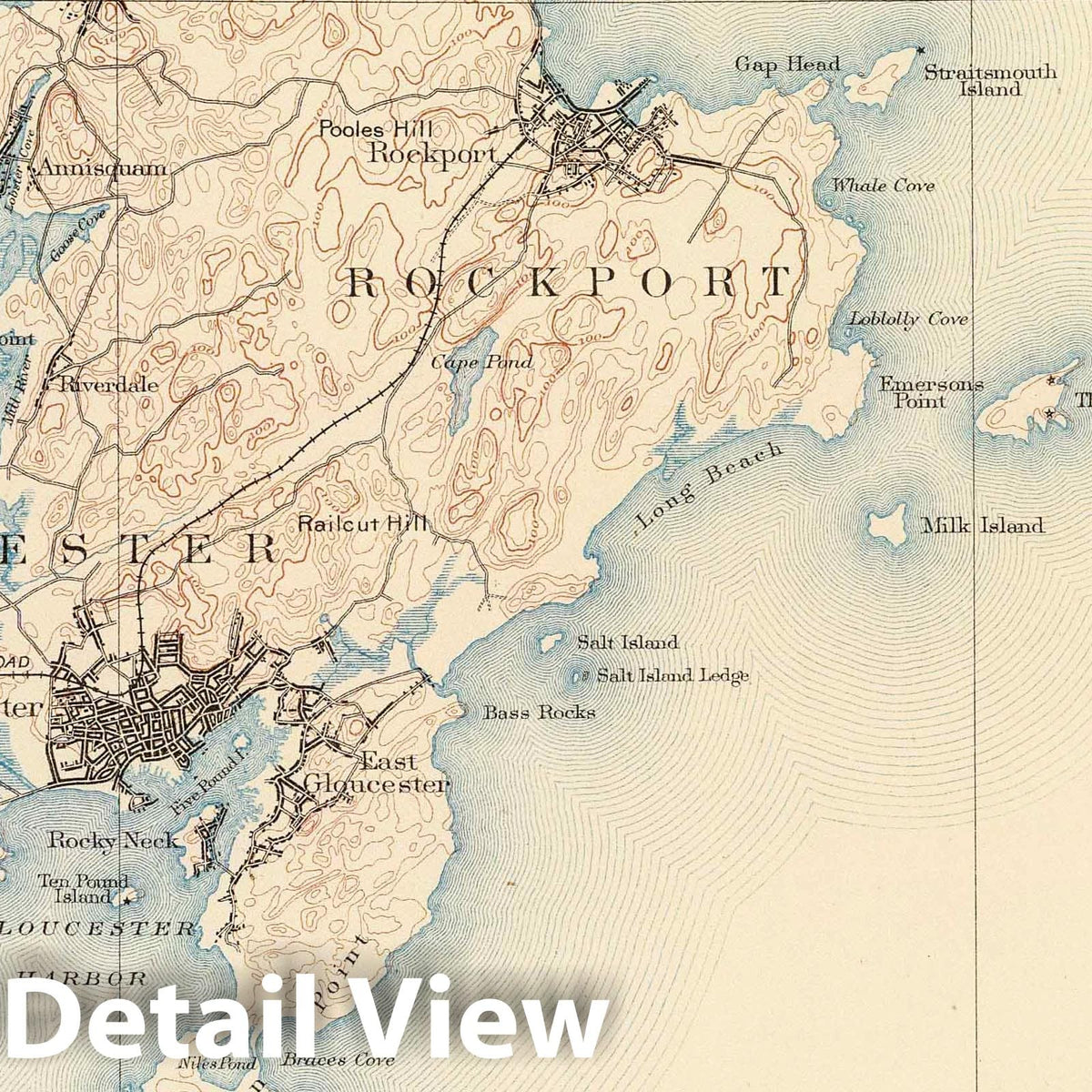 Gloucester Sheet, Massachusetts - Railroad Map, 1890 - Historical Map Print