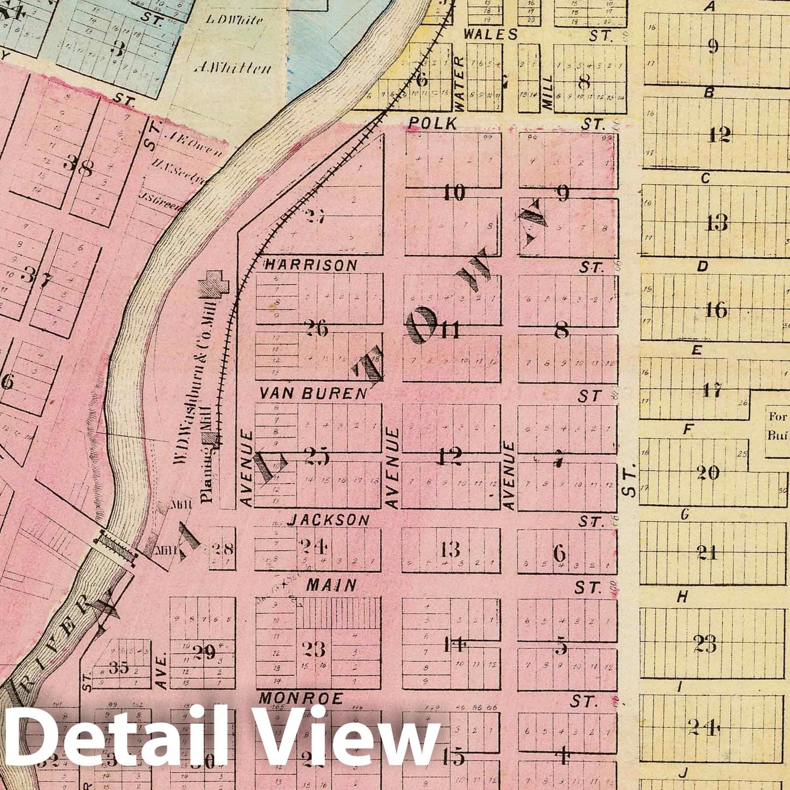 Anoka, Anoka County, Minnesota 1874 Historical Map Print