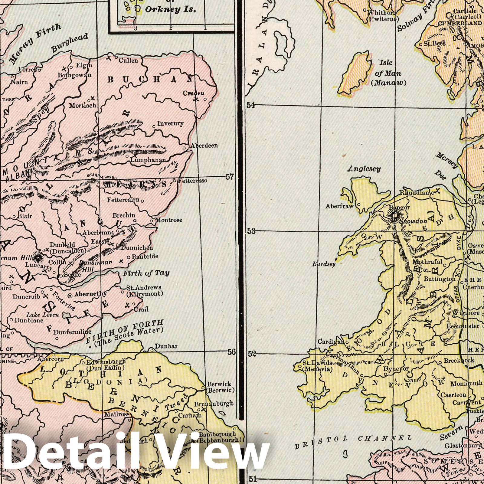 Scotland and England, Saxon Period, 1901 - Historical Map Print
