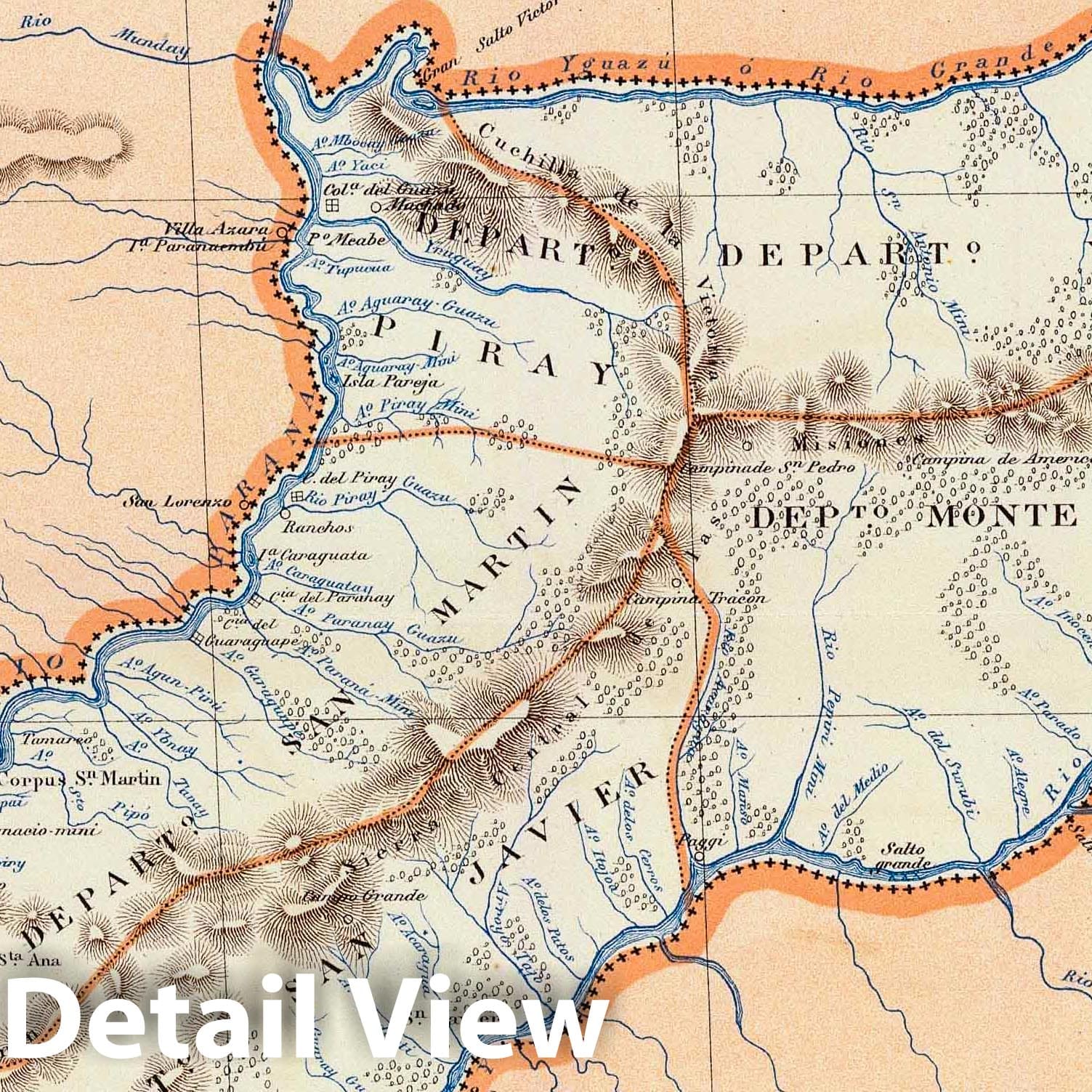 Misiones, Argentina - Railroad Map, 1888 - Historical Map Print