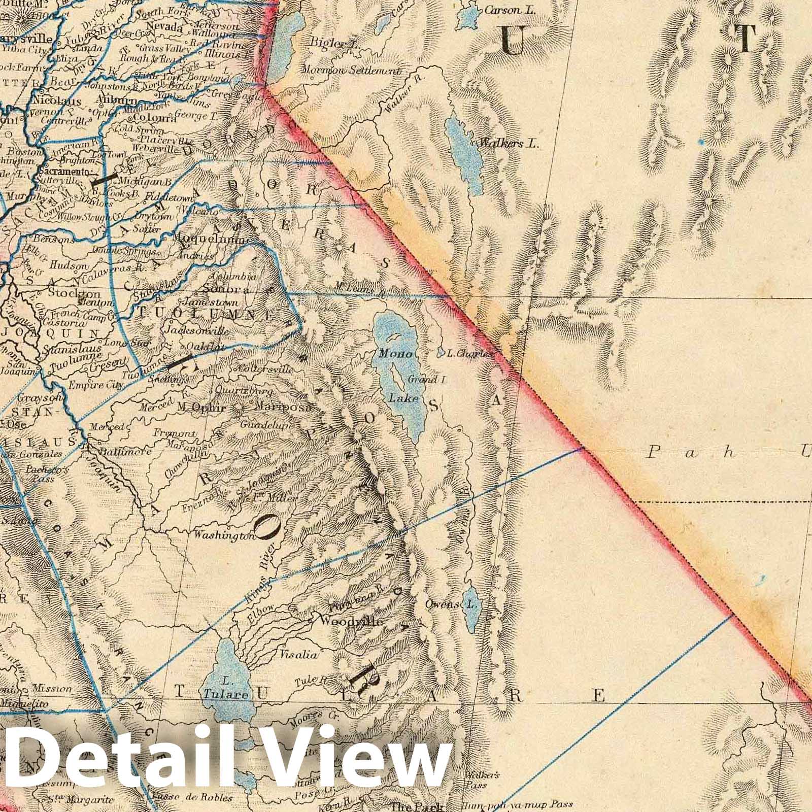 California - Railroad Map, 1857 - Historical Map Print
