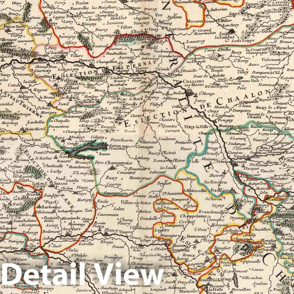 Historic Map : Champagne , France 1695 Composite Map: Gouvernement General de Champagne. , Vintage Wall Art