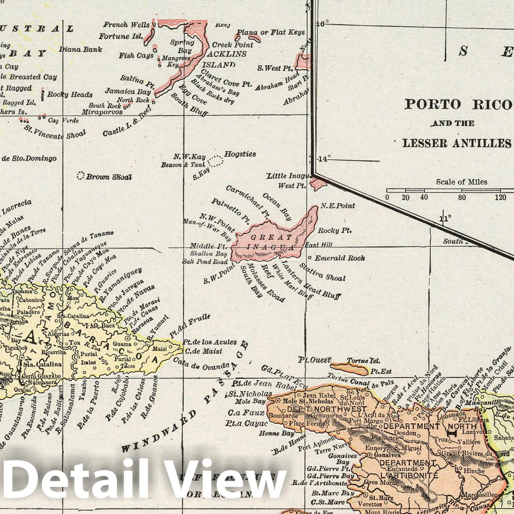 Historic Map : 1901 Jamaica, Haiti and Santo Domingo - Vintage Wall Art