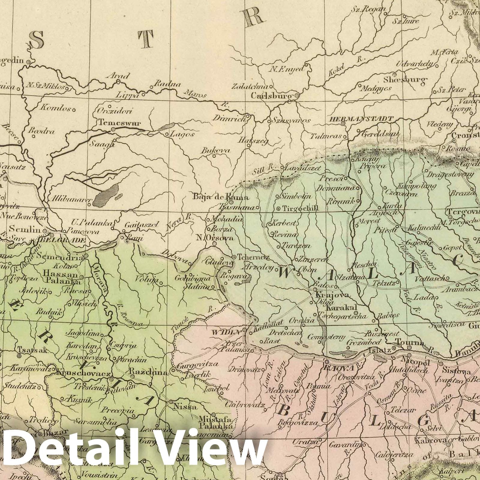 Turkey in Europe - Railroad Map, 1848 - Historical Map Reproduction